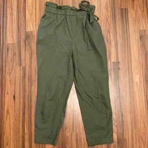 Zara Basic Olive Green Paper Bag Pants Size M/28